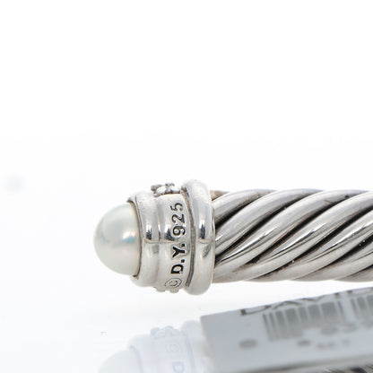 David Yurman Sterling Silver Diamond Pearl 5mm Cable Classics Bracelet 4 of 4