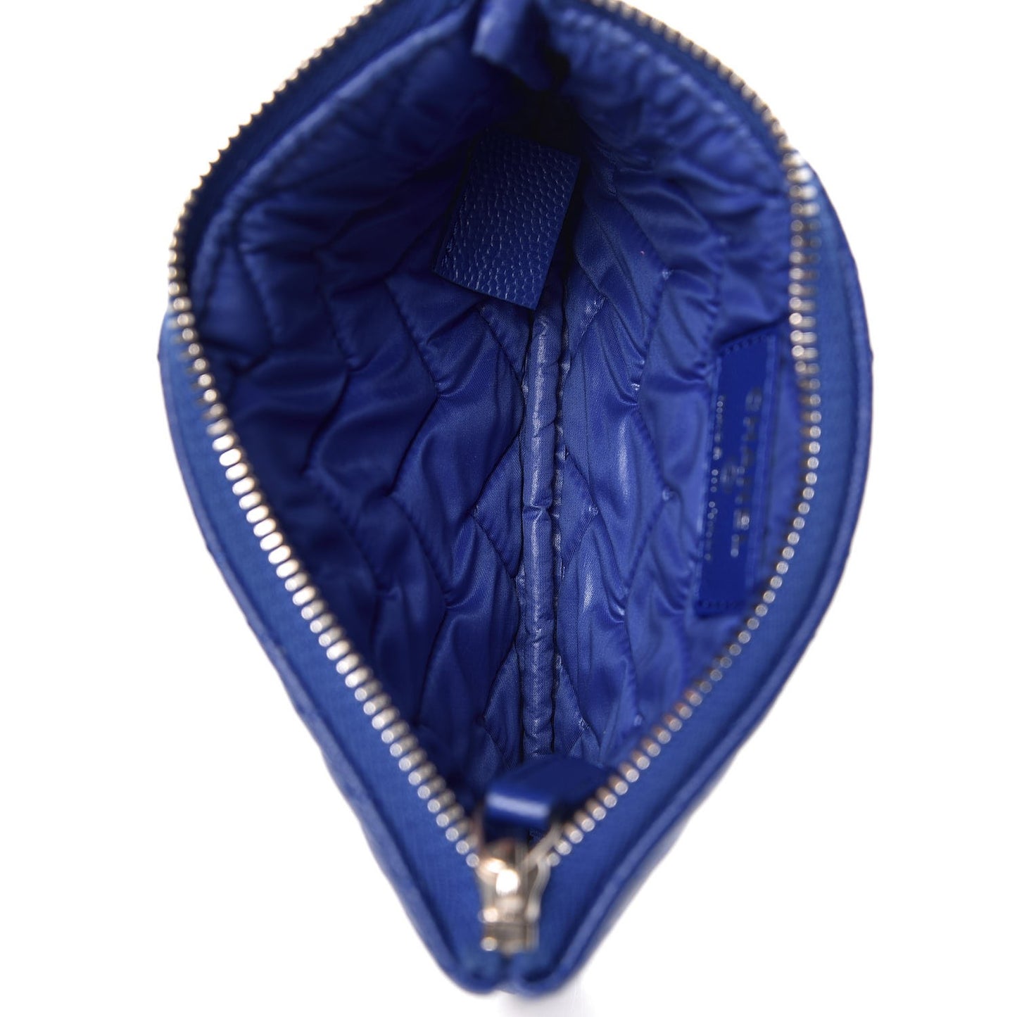 Caviar Chevron Quilted Small Cosmetic Case Blue