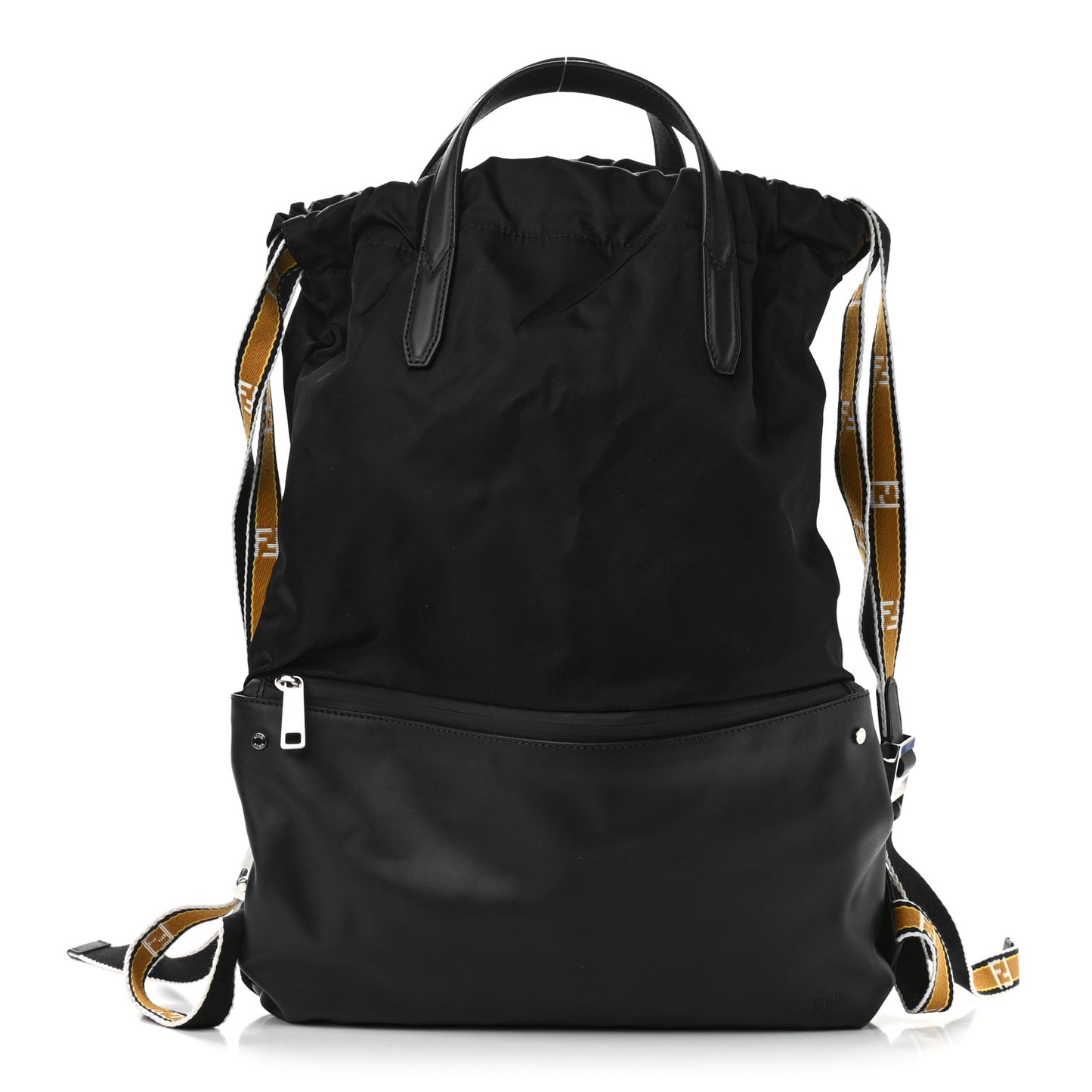 Nylon Vitello Drawstring Backpack Black