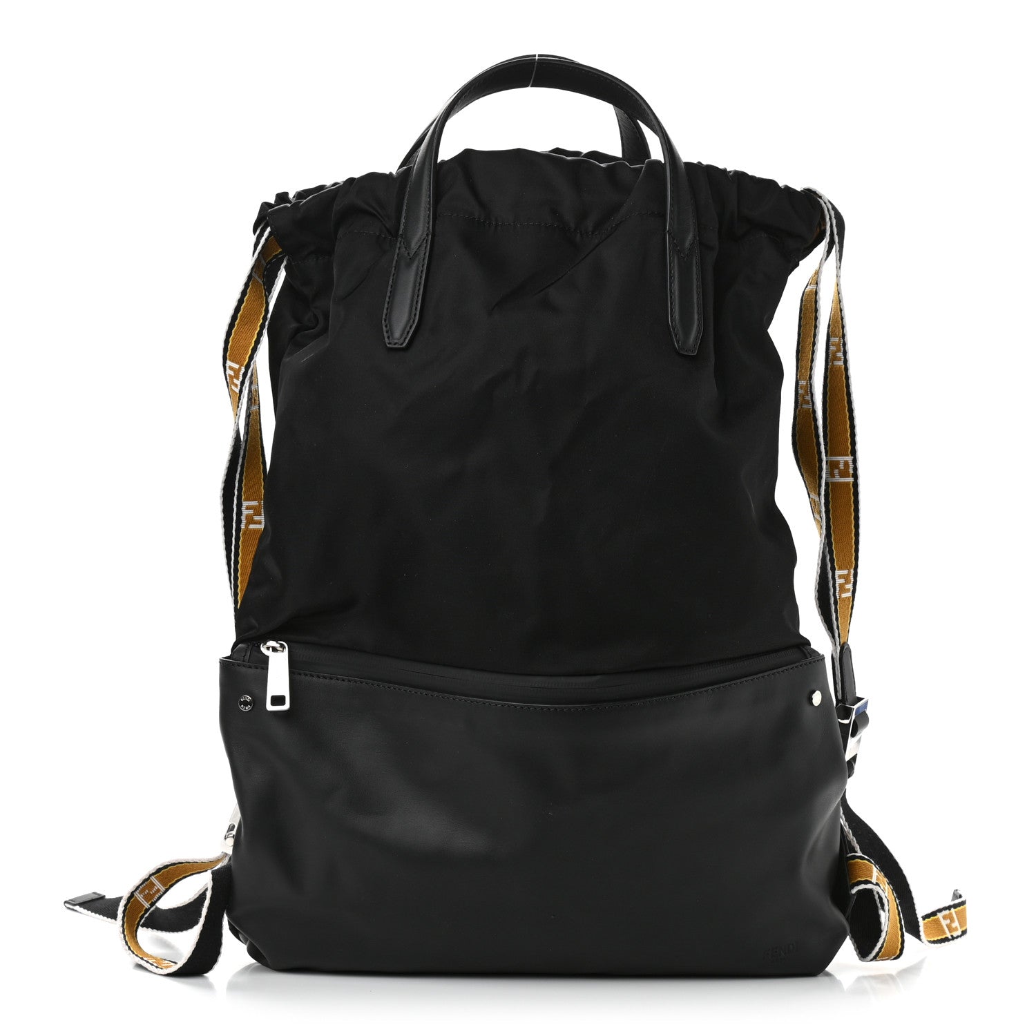 Fendi Nylon Vitello Drawstring Backpack Black 1 of 9