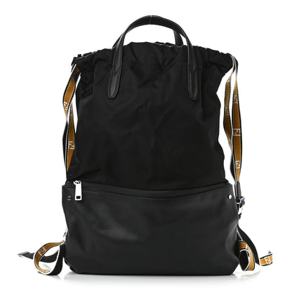 Fendi Nylon Vitello Drawstring Backpack Black 1 of 9
