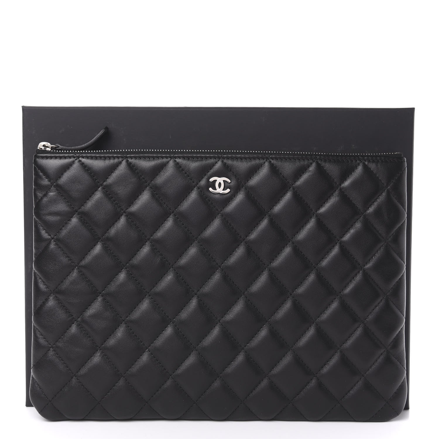 Chanel Lambskin Quilted Large Cosmetic Case Black 8 of 8