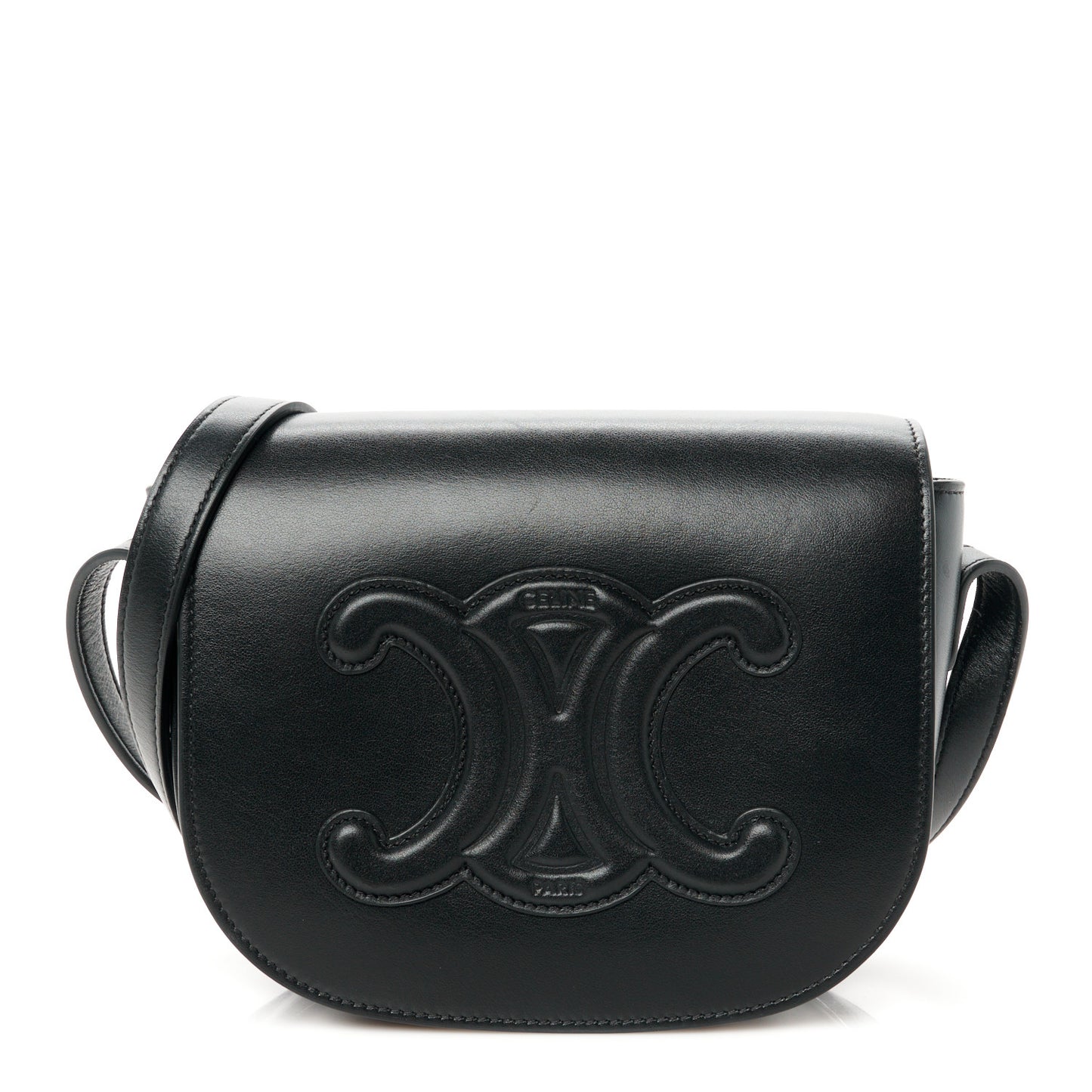 Smooth Calfskin Cuir Triomphe Folco Crossbody Bag Black