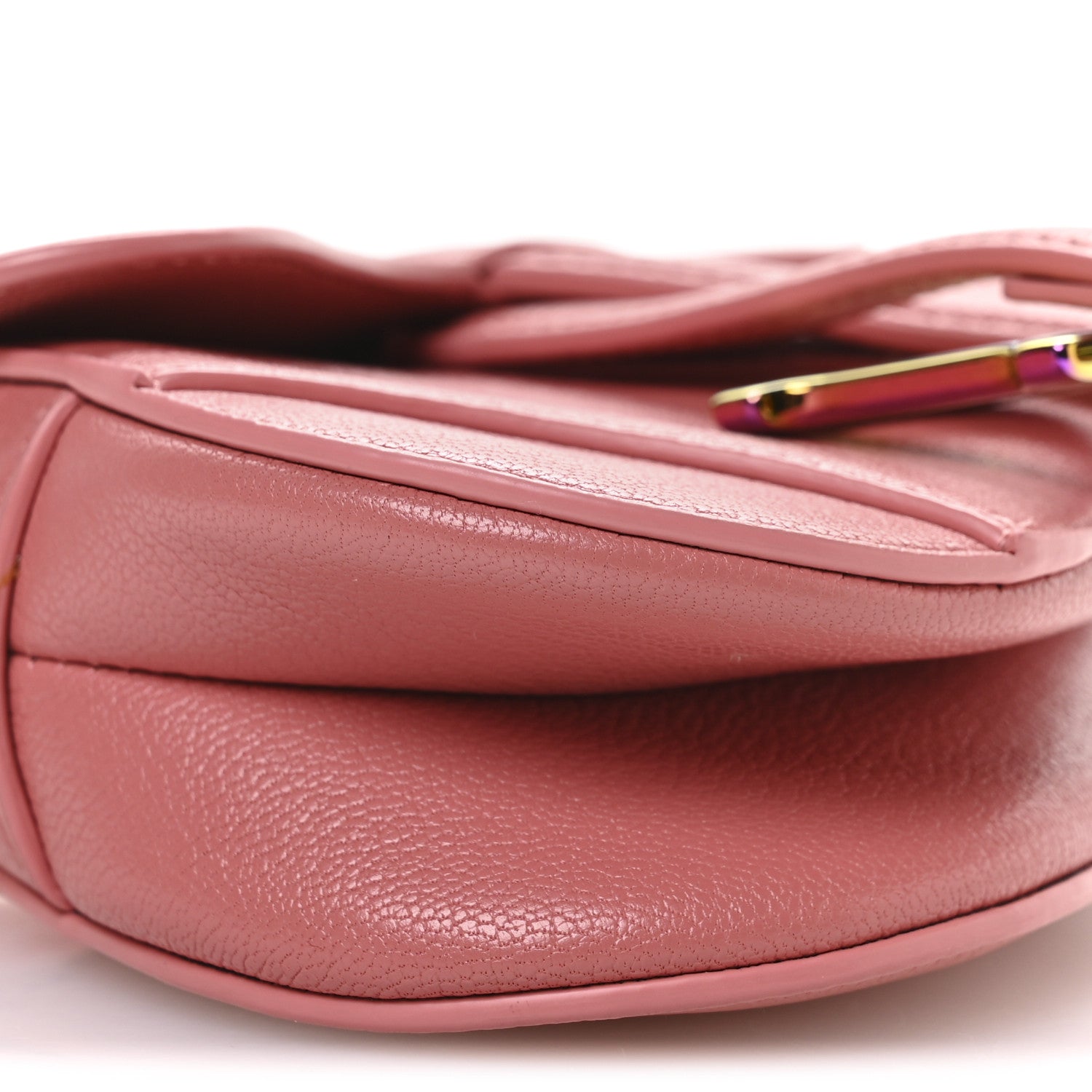 Christian Dior Goatskin Micro Saddle Bag With Strap Coral Powder 9 of 11