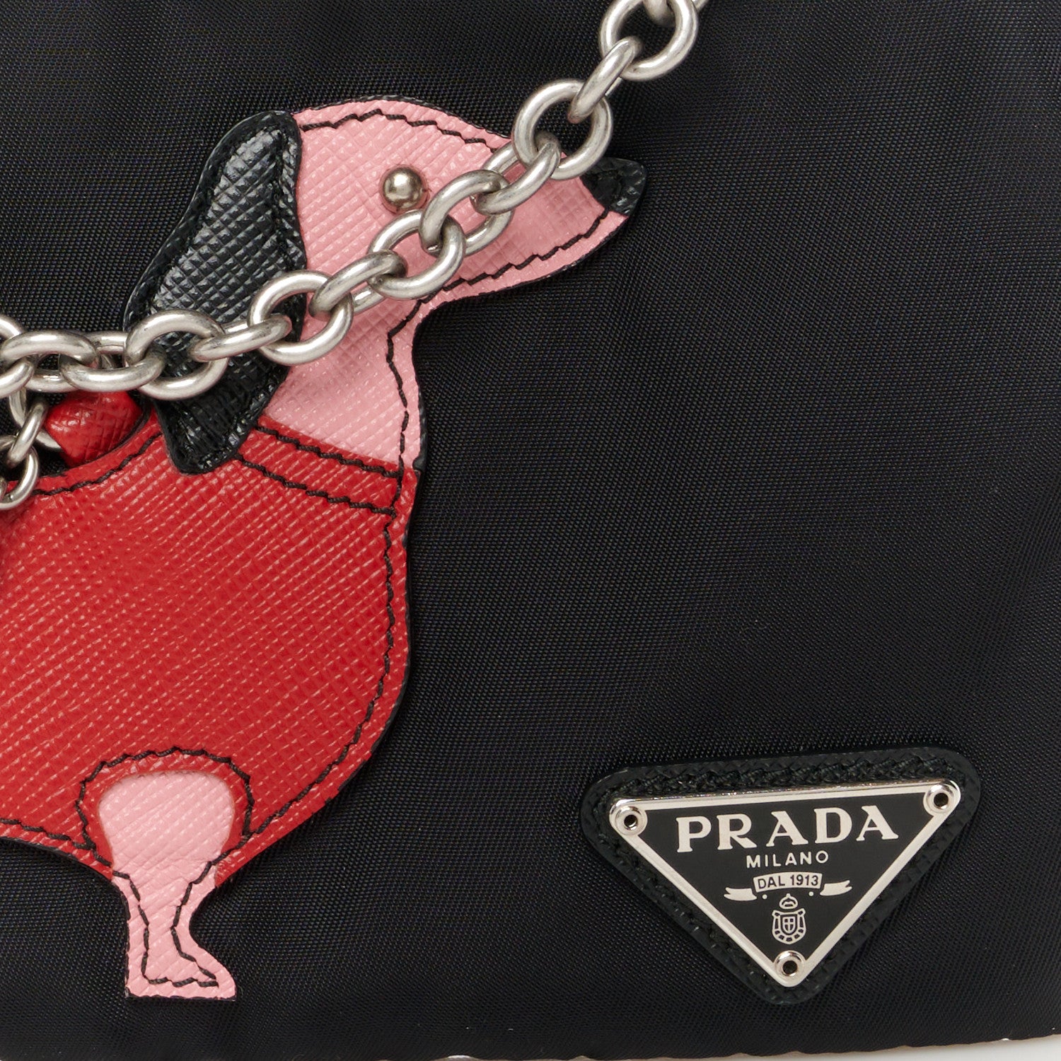 Prada Tessuto Nylon Dog Chain Pouch Black 7 of 10