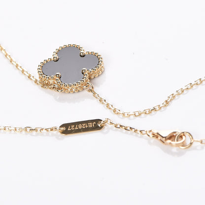 Van Cleef & Arpels 18K Yellow Gold Black Onyx Vintage Alhambra Pendant Necklace 5 of 6
