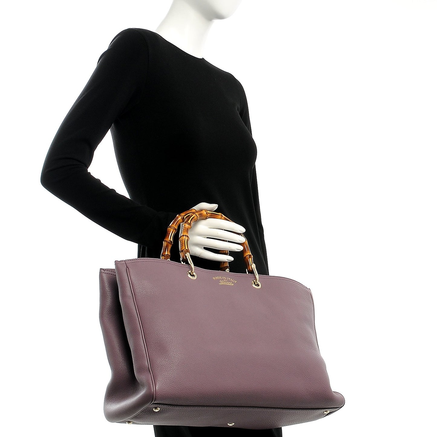 Calfskin Large Bamboo Shopper Tote Purple