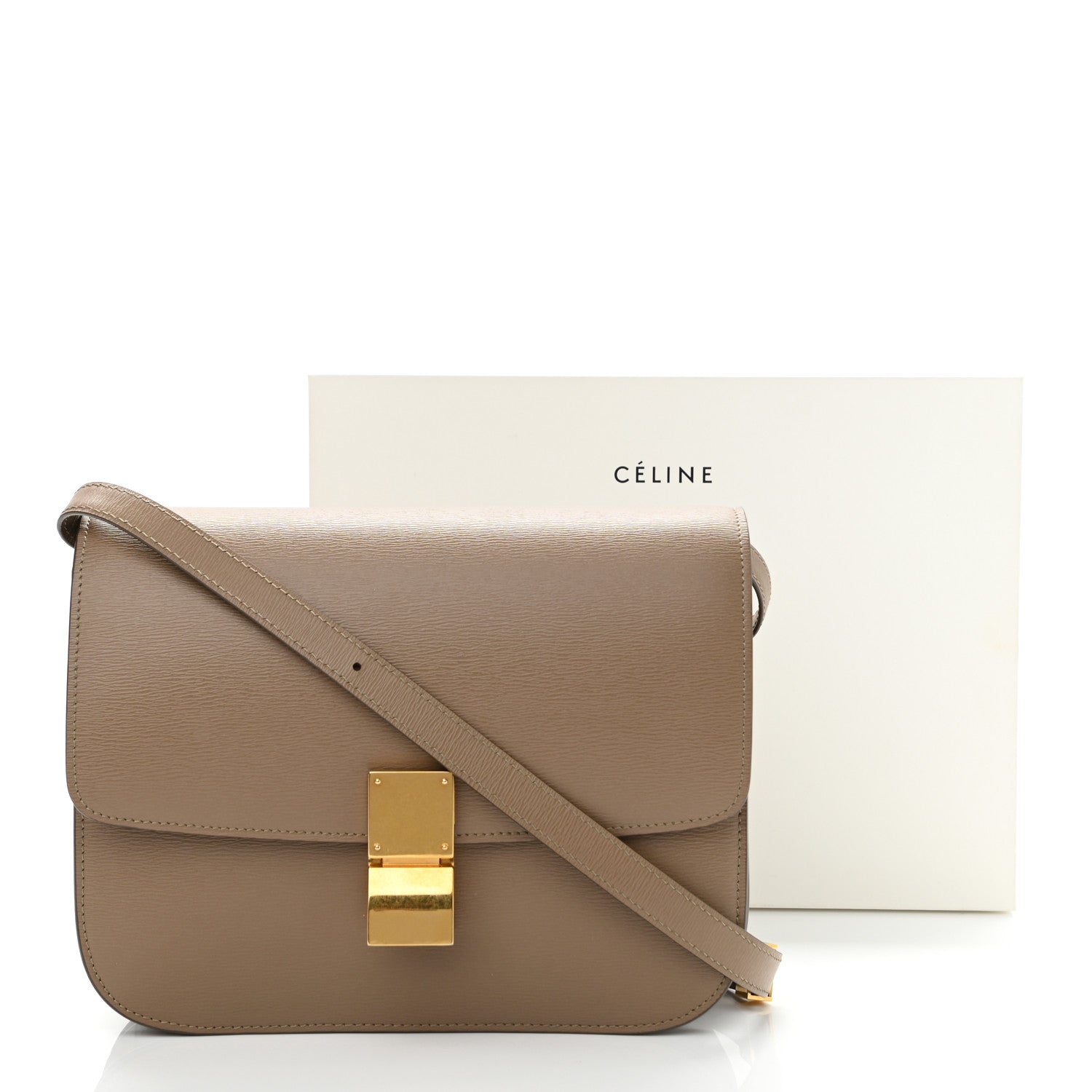 Celine Liege Calfskin Medium Classic Box Flap Bag Taupe 11 of 11