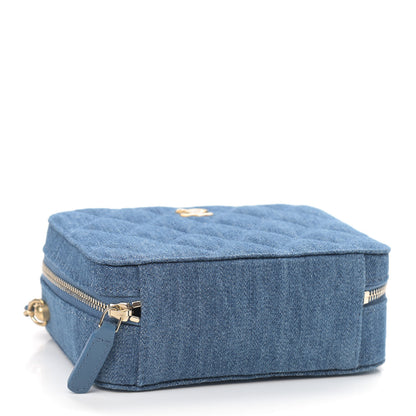 Chanel Denim Quilted CC Pearl Crush Camera Case Blue 4 of 9