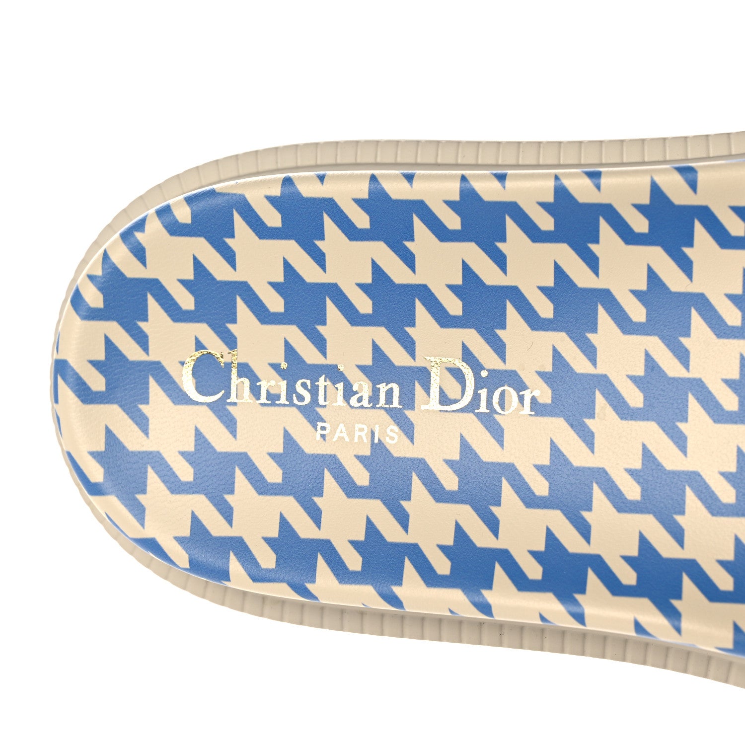 Christian Dior Micro PDP Cotton Houndstooth Embroidered Dway 10mm Slide Sandals 39.5 Cornflower 7 of 9