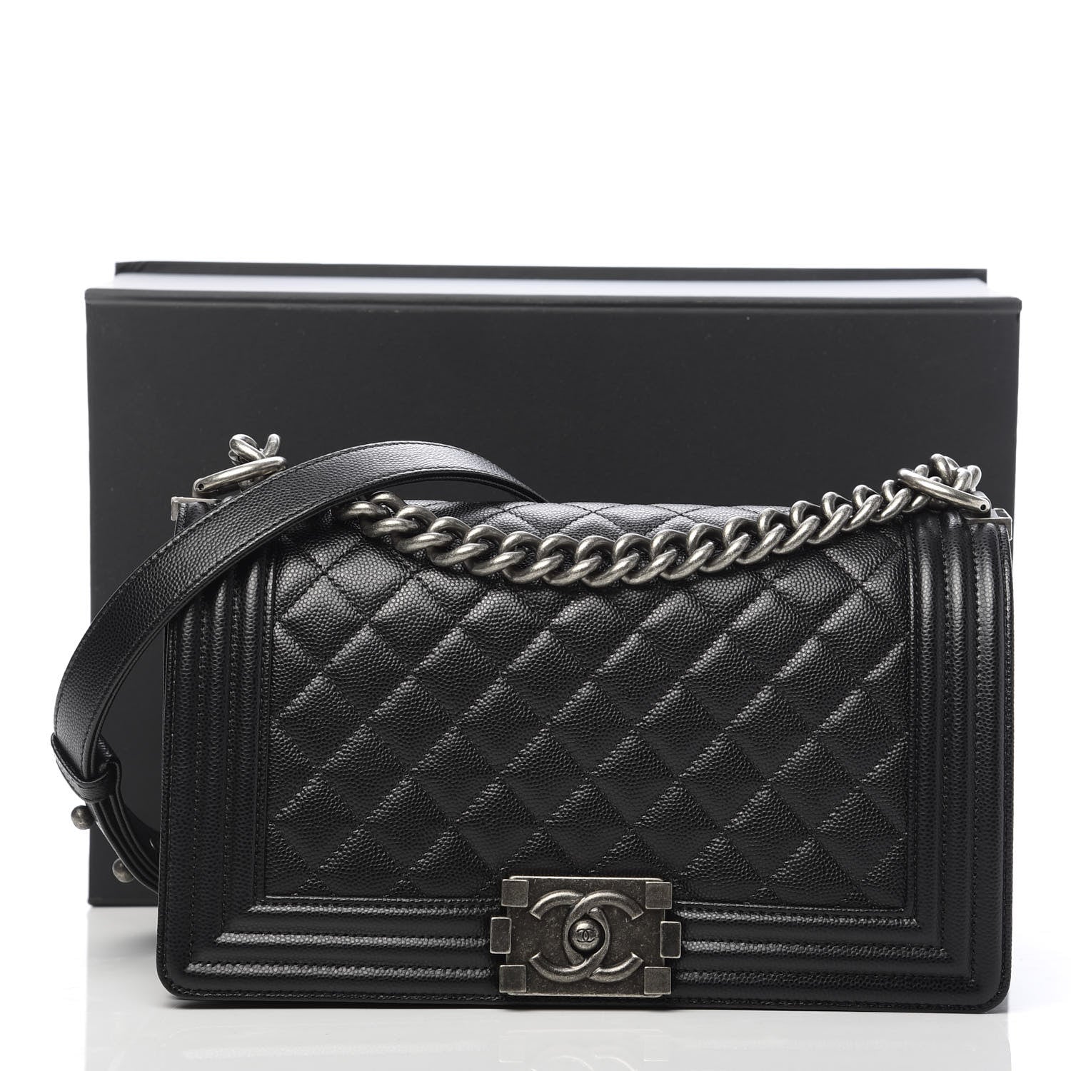 Chanel Caviar Quilted Medium Boy Flap Black 11 of 11