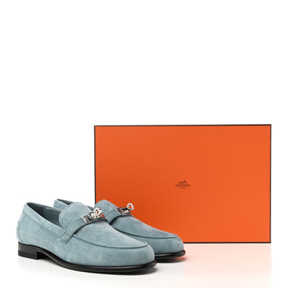 Hermes Suede Goatskin Womens Destin Loafer 37 Vert d'eau 11 of 11