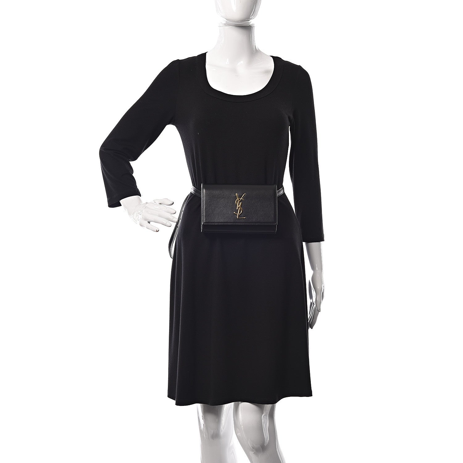 Saint Laurent Smooth Calfskin Monogram Kate Belt Bag Black 2 of 9