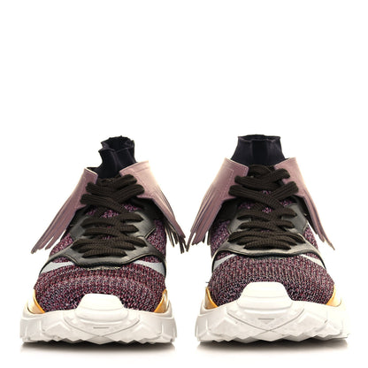 Valentino Garavani Body Tech Knit Heroes Mens Sock High Top Fringe Sneakers 41 Lipstick Olive 2 of 9
