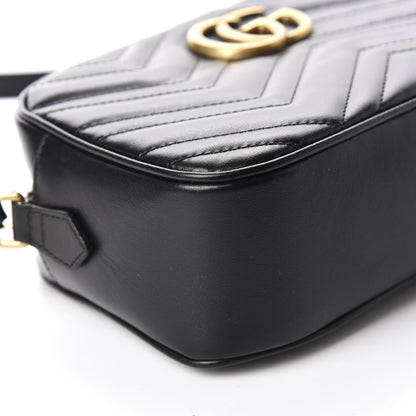 Gucci Calfskin Matelasse Small GG Marmont Chain Shoulder Bag Black 6 of 10