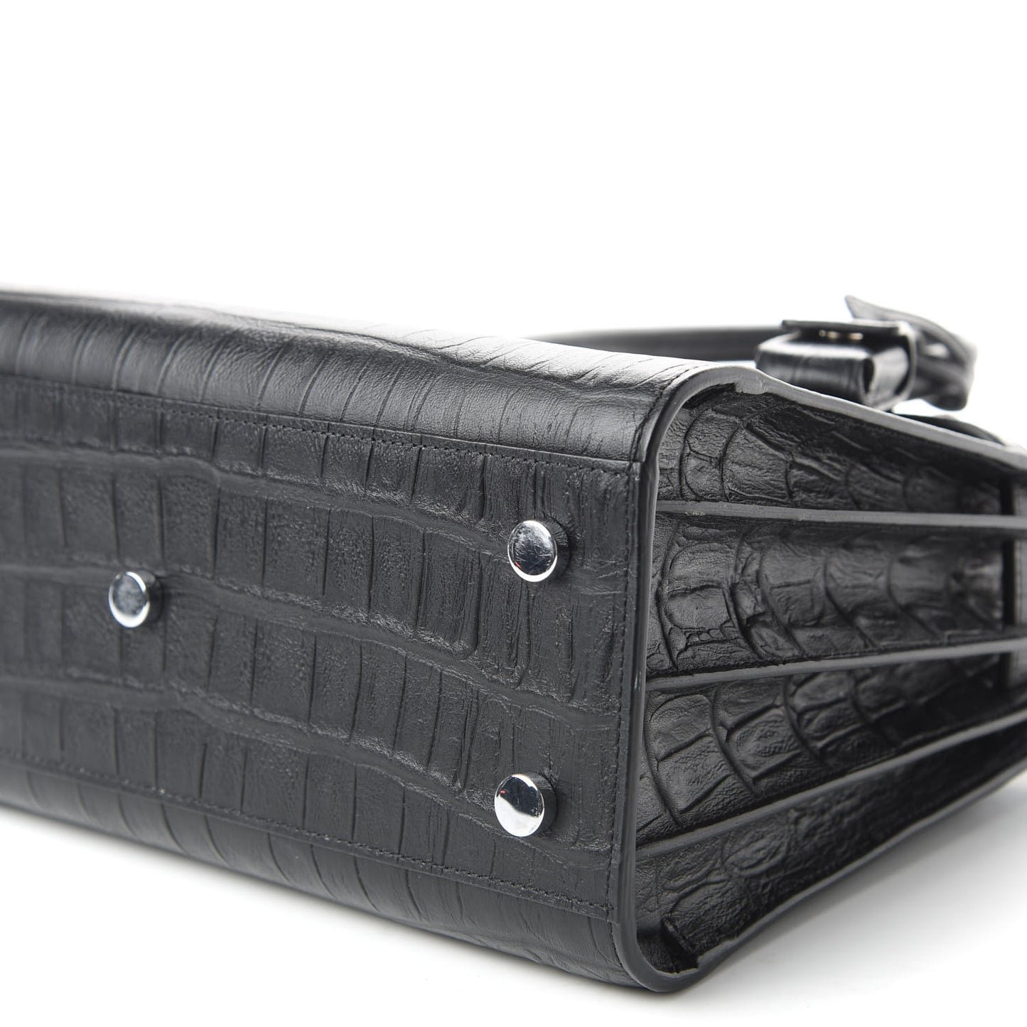 Calfskin Crocodile Embossed Baby Sac De Jour Black