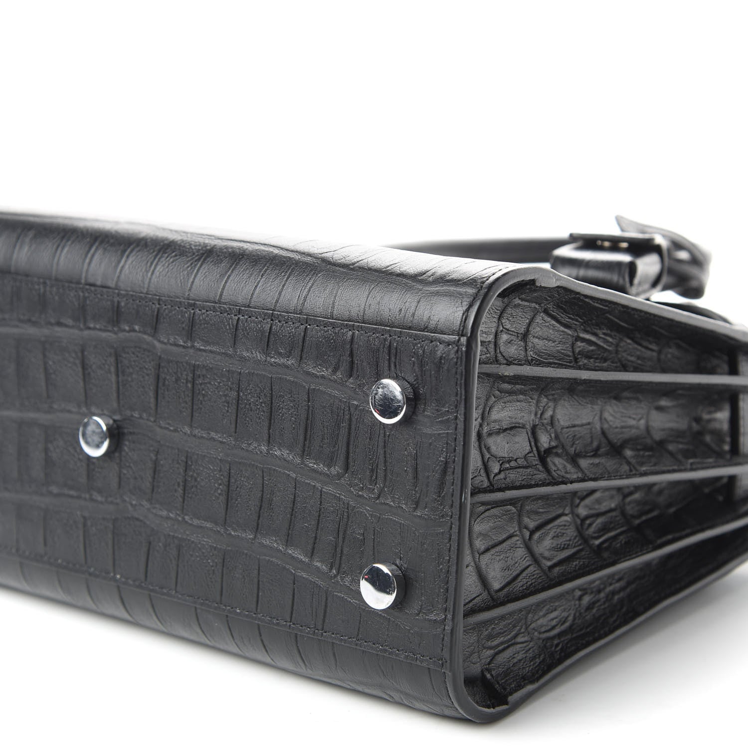 Saint Laurent Calfskin Crocodile Embossed Baby Sac De Jour Black 7 of 9