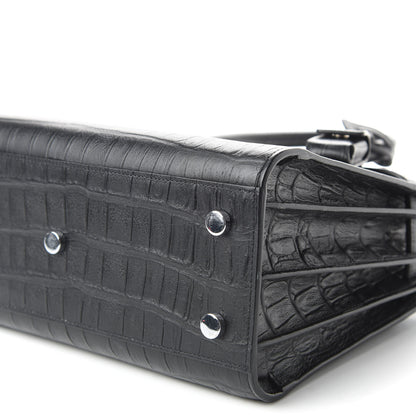 Saint Laurent Calfskin Crocodile Embossed Baby Sac De Jour Black 7 of 9