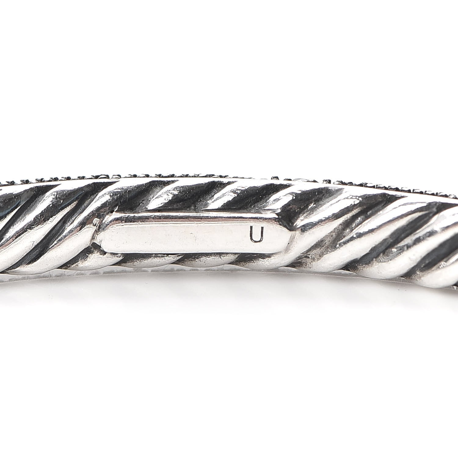 David Yurman Sterling Silver Black Diamond 4mm Midnight Melange Bangle Bracelet 4 of 5