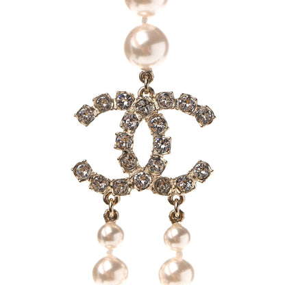 Chanel Crystal Pearl CC Long Multi Strand Necklace Gold 4 of 7