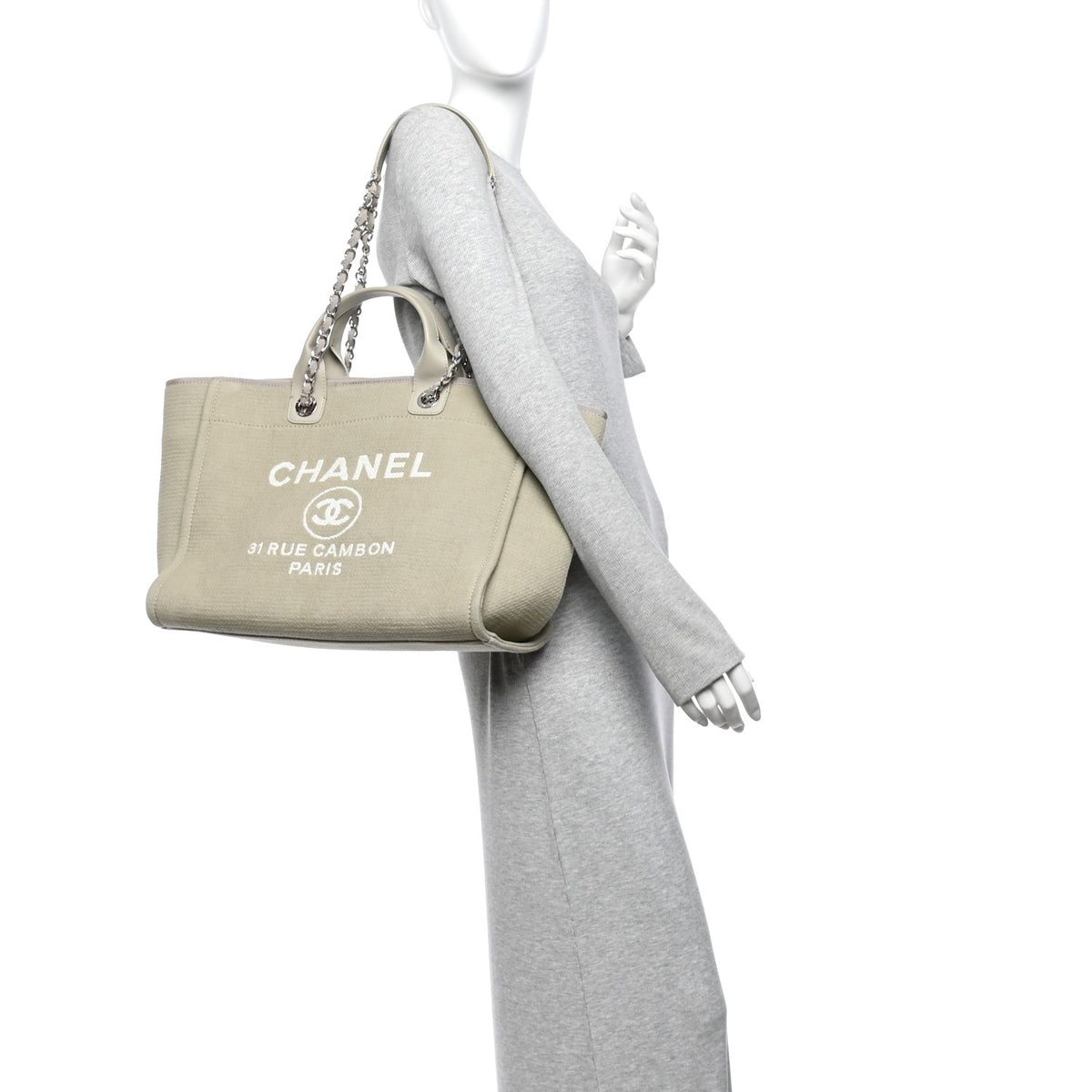 Chanel Mixed Fibers Medium Deauville Tote Grey 2 of 12