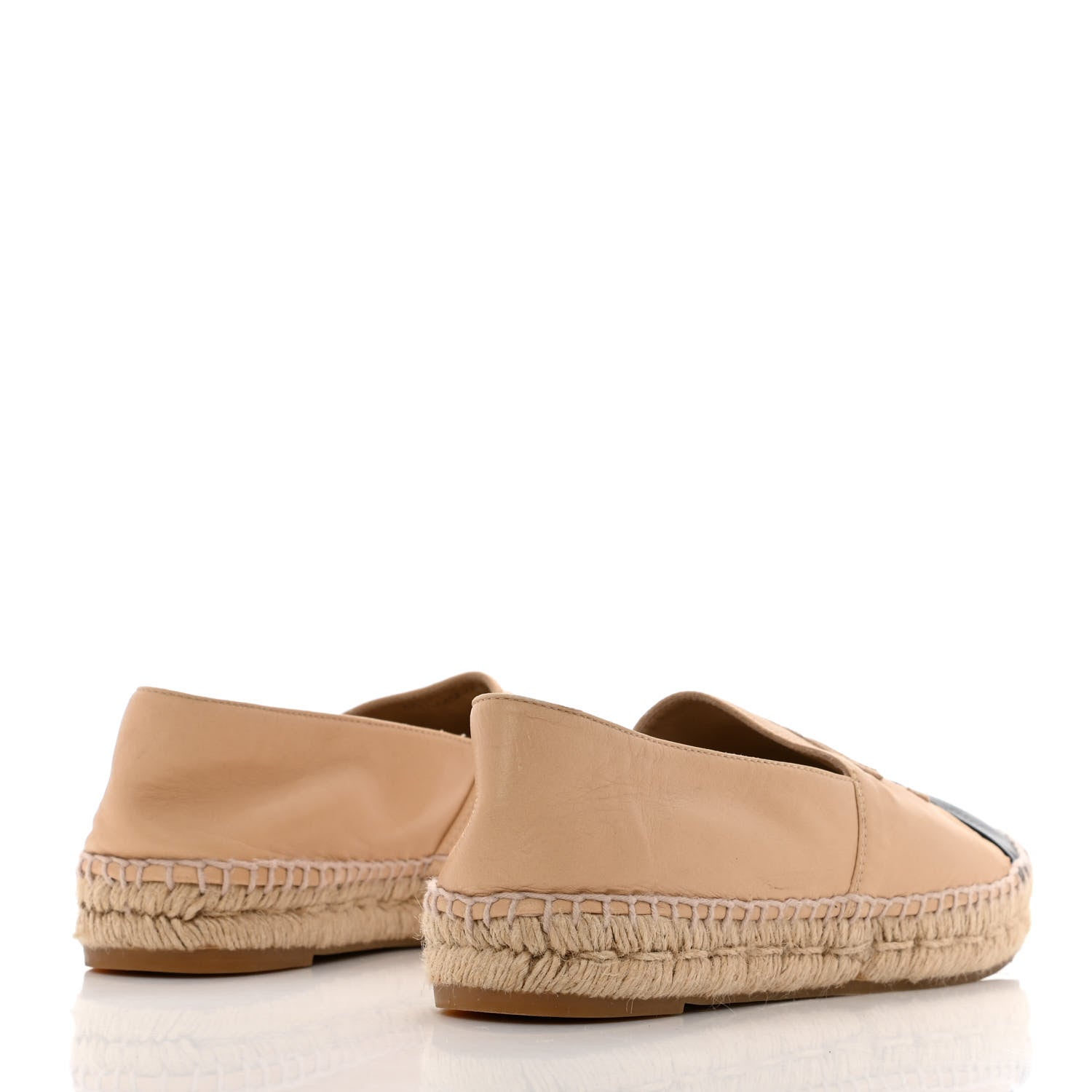 Chanel Lambskin CC Espadrilles 37 Beige Black 4 of 11