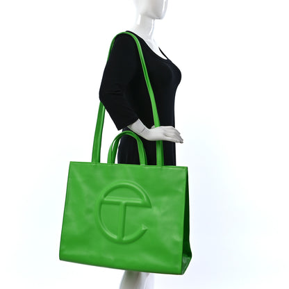 Telfar Vegan Leather Large Shopping Bag Highlighter Green 2 of 9