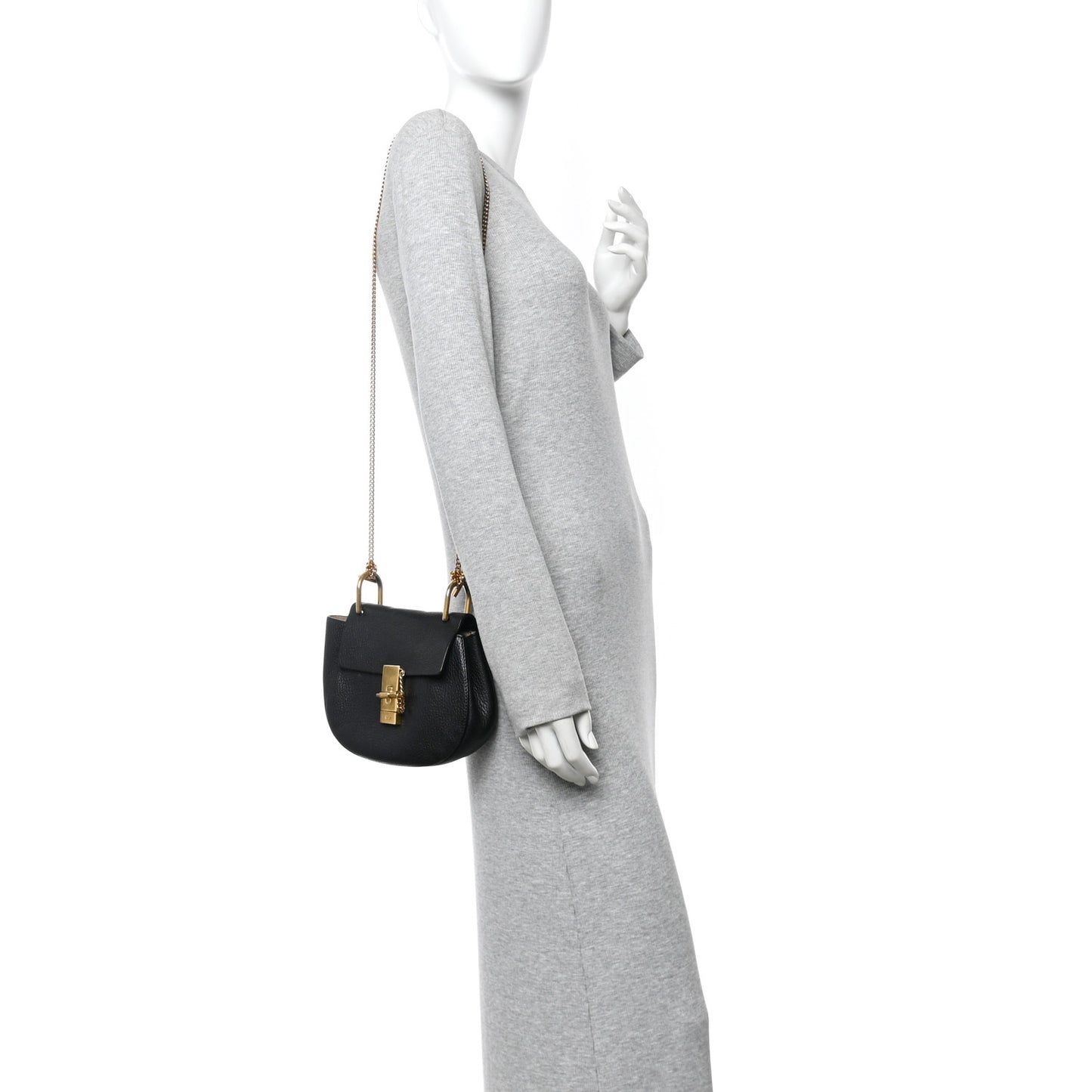 Grained Lambskin Mini Drew Shoulder Bag Black