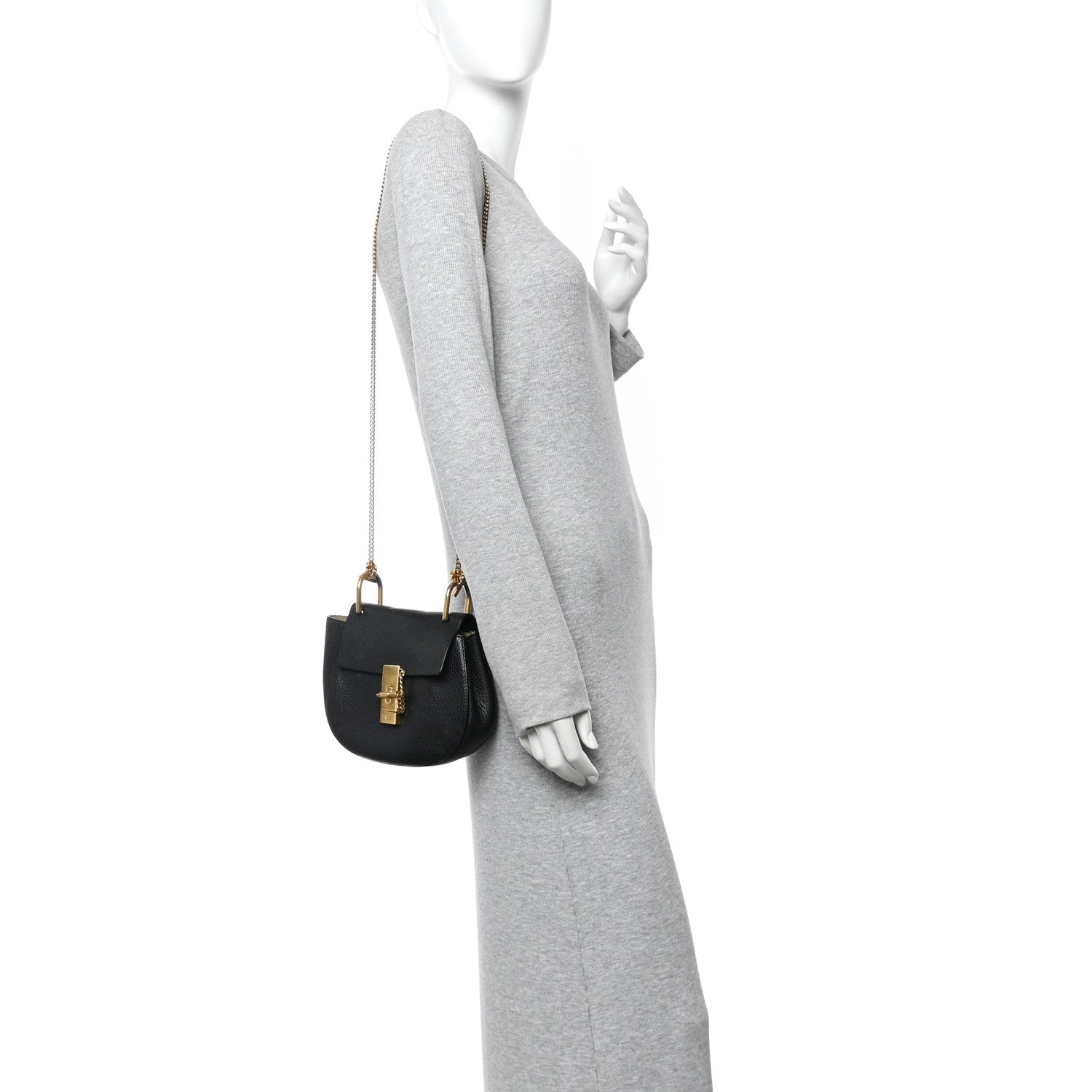 Chloe Grained Lambskin Mini Drew Shoulder Bag Black 2 of 12