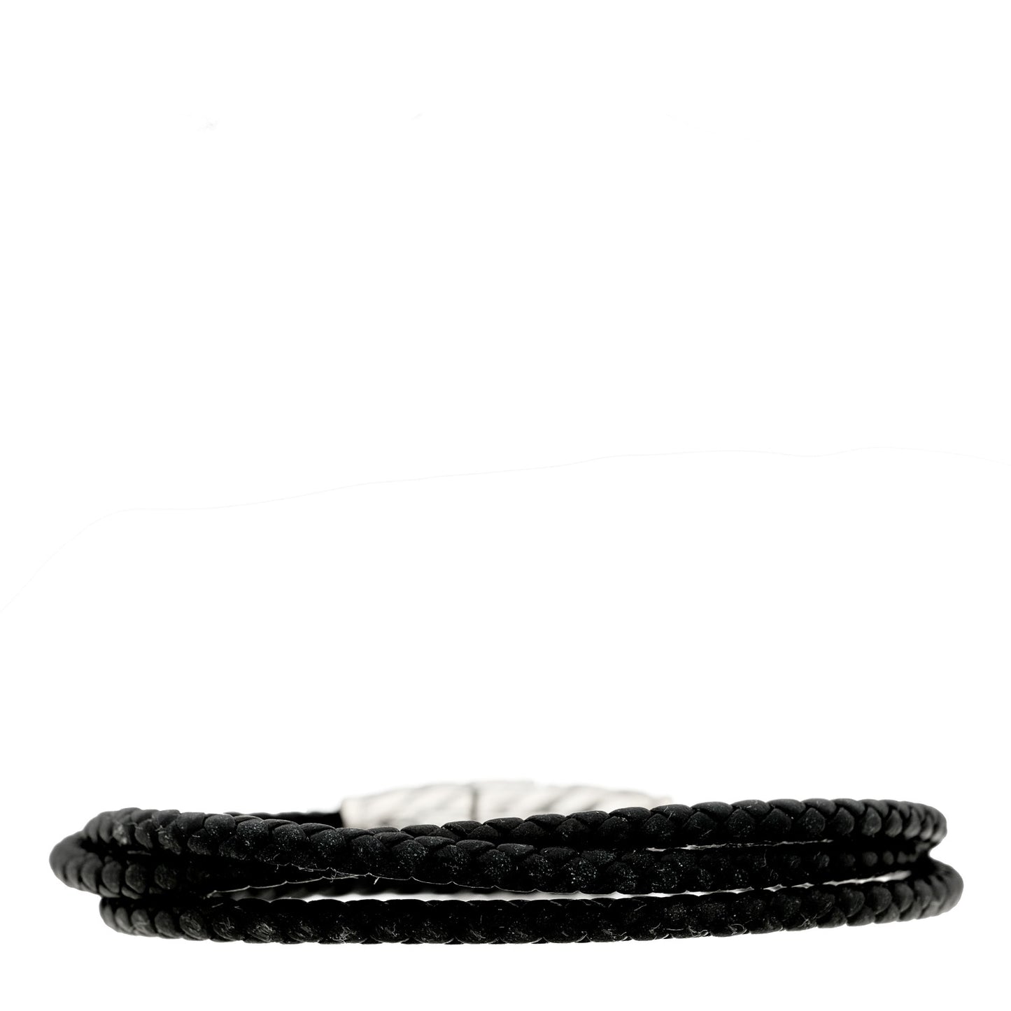 Sterling Silver Leather Mens Chevron Triple-Wrap Bracelet Black