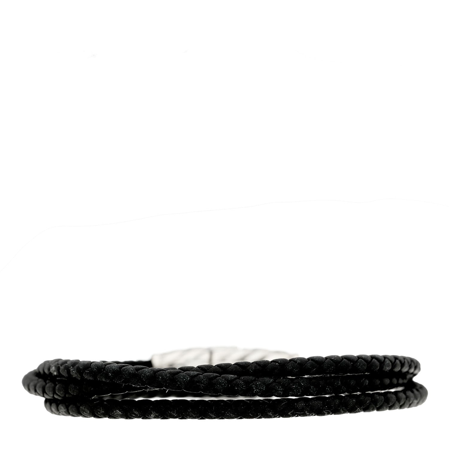 David Yurman Sterling Silver Leather Mens Chevron Triple-Wrap Bracelet Black 2 of 3