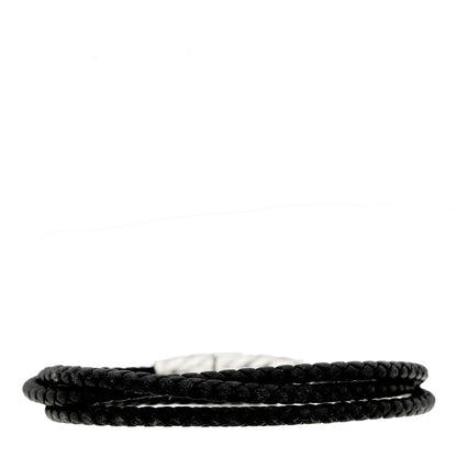 David Yurman Sterling Silver Leather Mens Chevron Triple-Wrap Bracelet Black 2 of 3