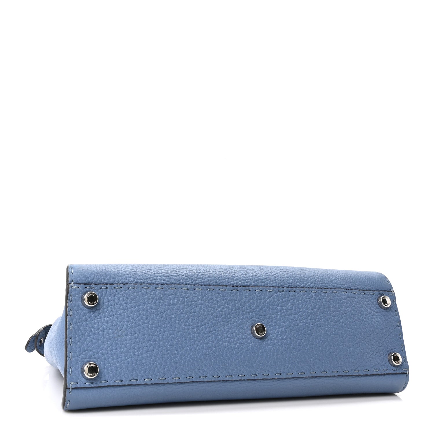 Fendi Cuoio Romano Selleria Bi-Color Medium Peekaboo Iconic Satchel Argento Blue Asfalto 4 of 9