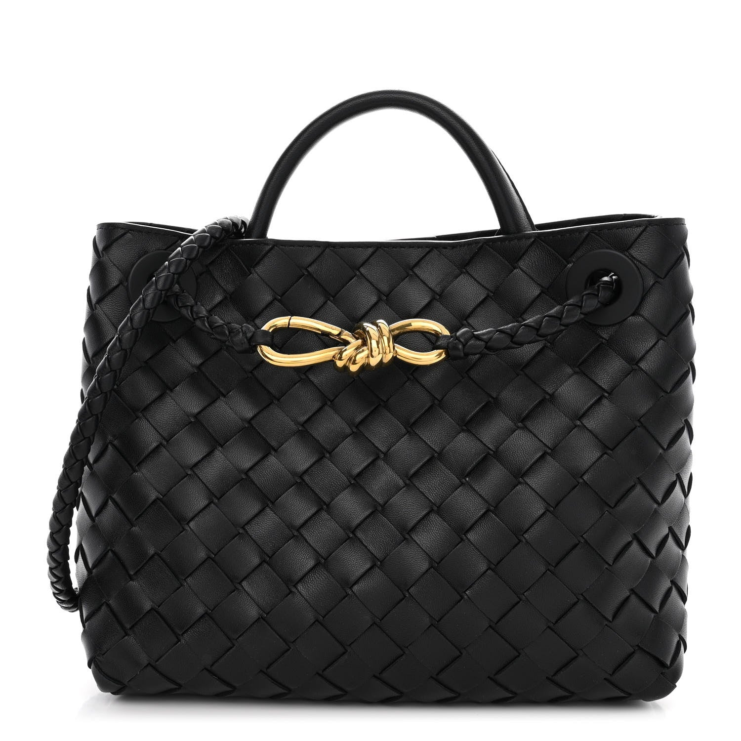 Bottega Veneta Nappa Intrecciato Small Andiamo Shoulder Bag Black 1 of 10