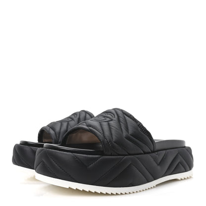 Gucci Nylon Cora Matelasse Angelina Platform 55mm Slide Sandals 40 Black 4 of 10