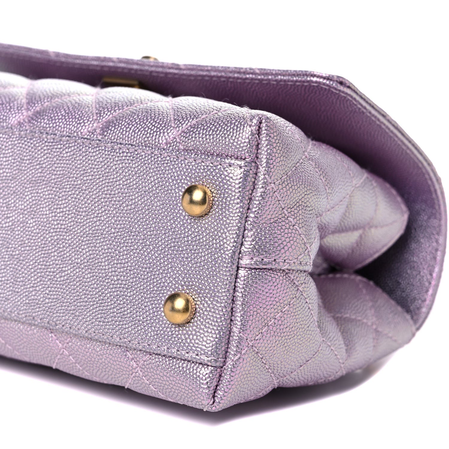 Chanel Metallic Caviar Quilted Mini Coco Handle Flap Light Pink 9 of 10