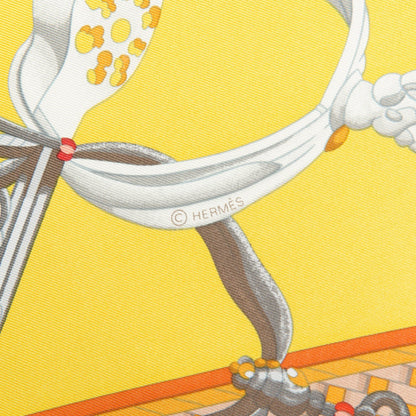 Hermes Silk Concours D'Etriers Scarf 90 Jaune D'Or Rouge H Gris 6 of 7