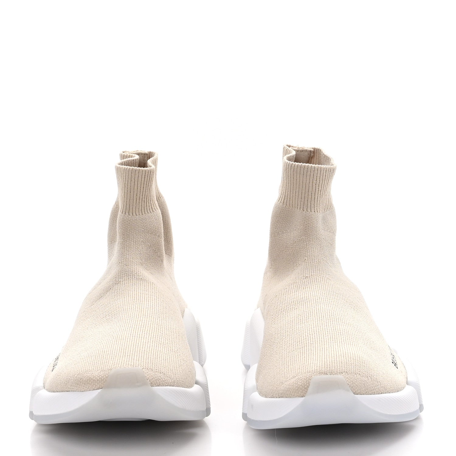 Balenciaga Technical 3D Recycled Knit Bi-Color Womens Speed 2.0 Transparent Sole Sneakers 38 38 Light Beige White 2 of 8