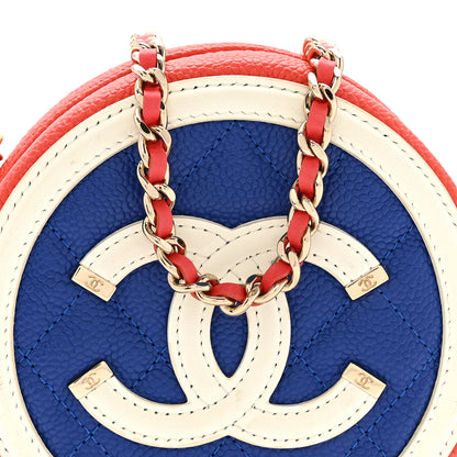 Chanel Caviar Quilted Round Filigree Crossbody Blue White Red 8 of 12