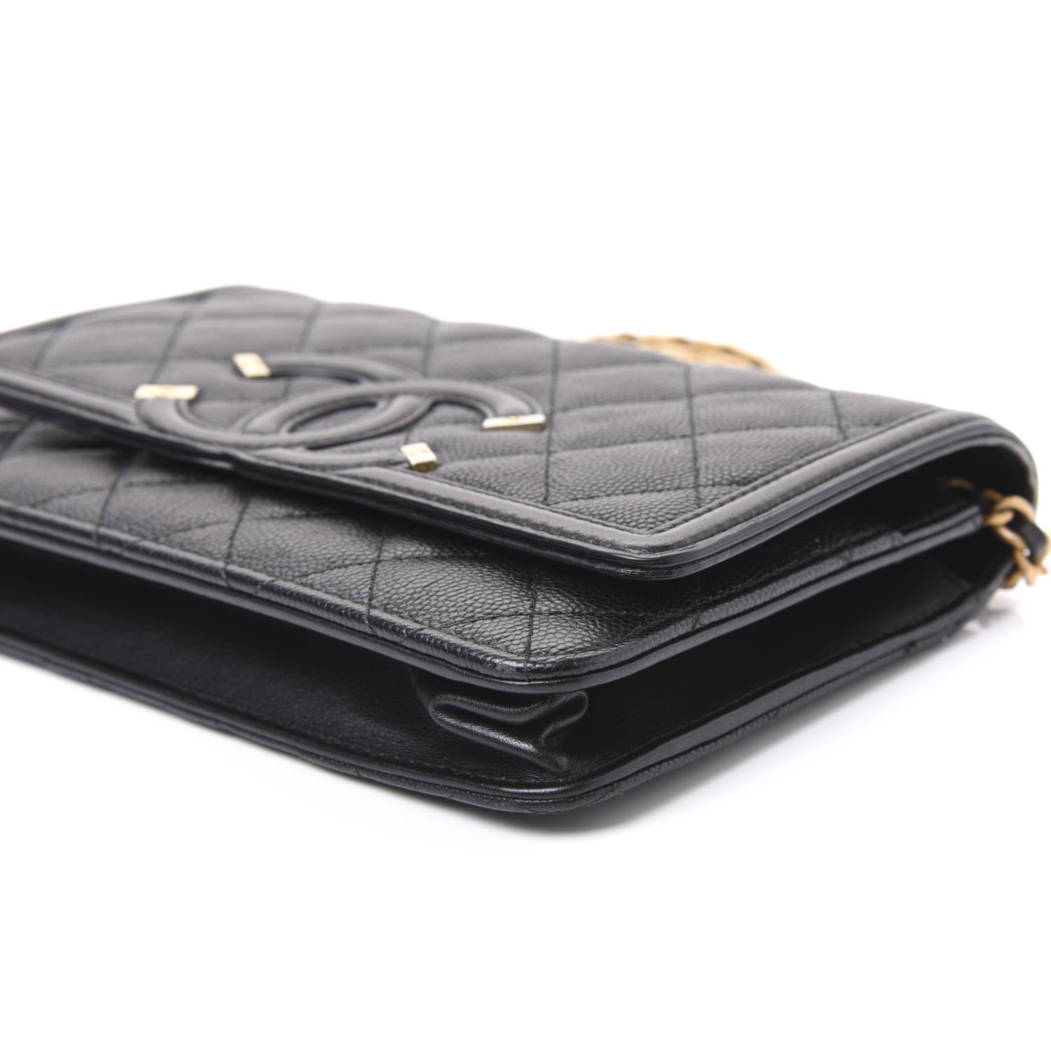 Chanel Caviar Quilted CC Filigree Wallet On Chain WOC Black 6 of 8