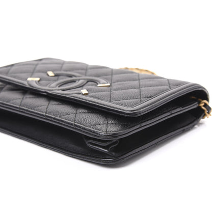 Chanel Caviar Quilted CC Filigree Wallet On Chain WOC Black 6 of 8