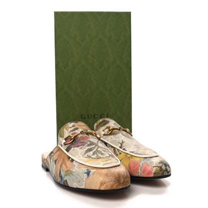 Gucci GG Supreme Monogram Malaga Kid Water Flora Womens Princetown Slippers 40 Beige White Multicolor Mystic White 9 of 9