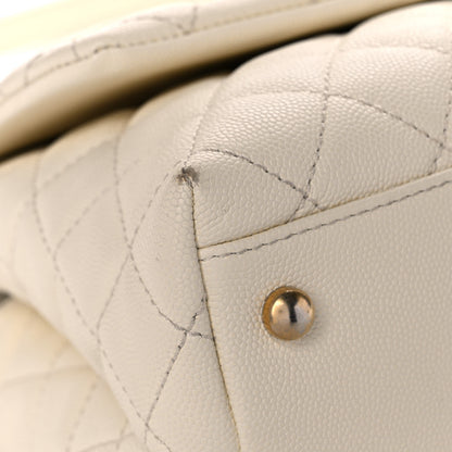Chanel Caviar Elaphe Quilted Small Coco Handle Flap Ivory 8 of 15