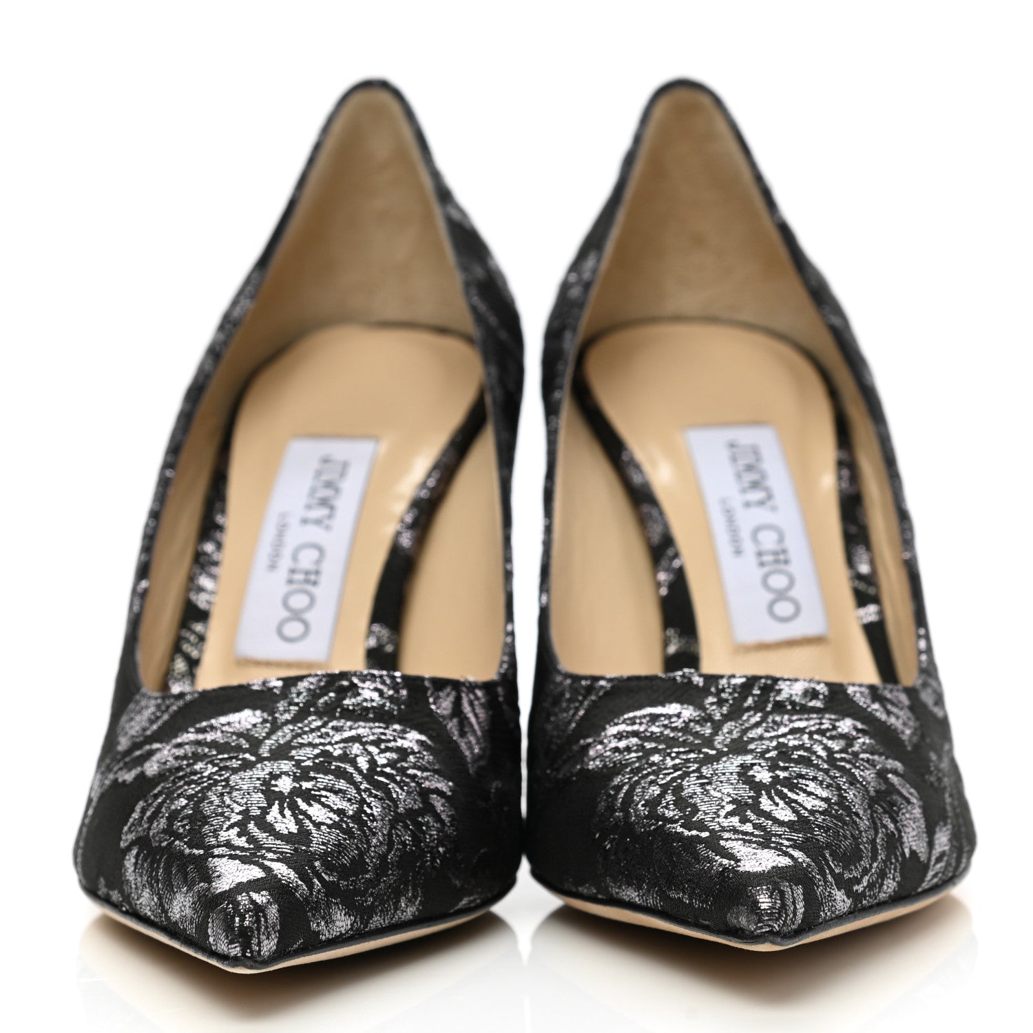 Jimmy Choo Floral Brocade Pointy Toe Love 85 Pumps 36.5 Black Steel 2 of 8