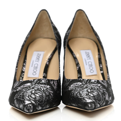 Jimmy Choo Floral Brocade Pointy Toe Love 85 Pumps 36.5 Black Steel 2 of 8