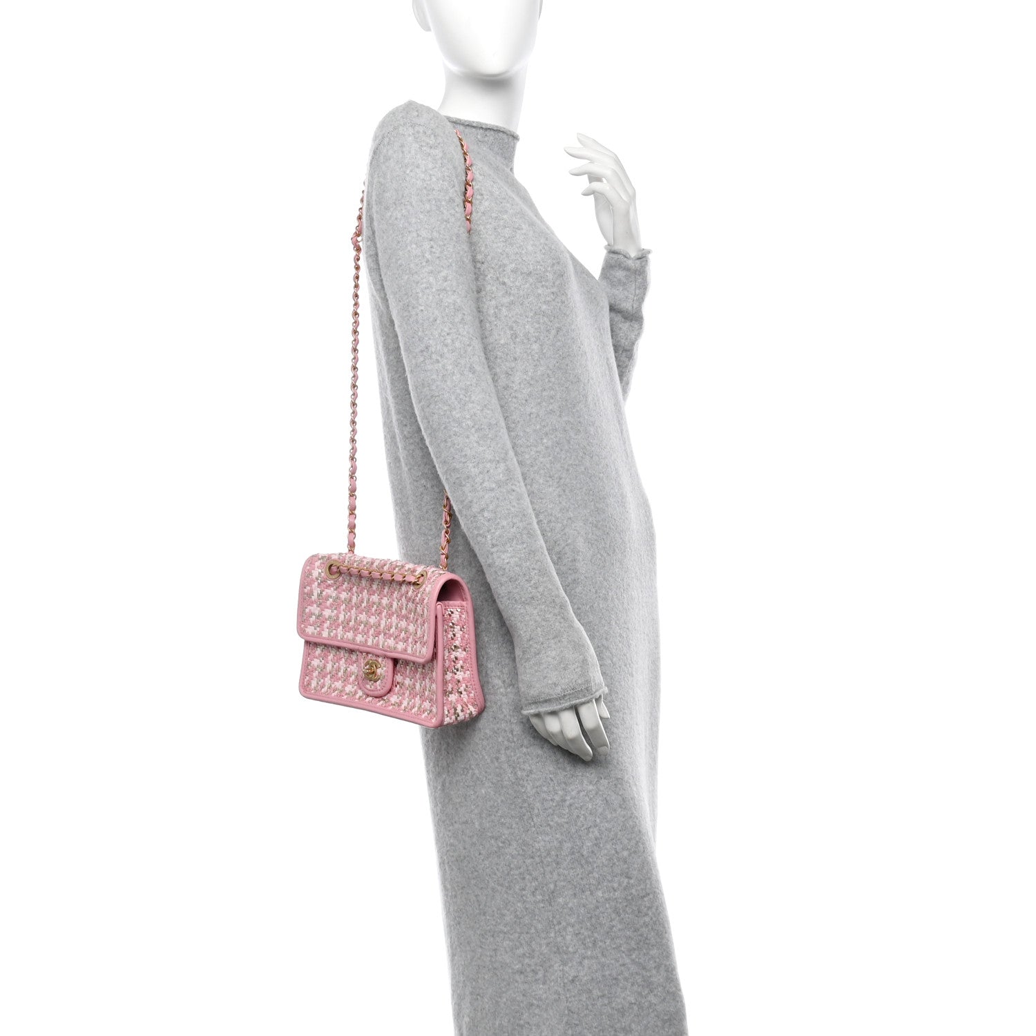 Chanel Metallic Lambskin Viscose Woven Flap Pink Gold 3 of 12