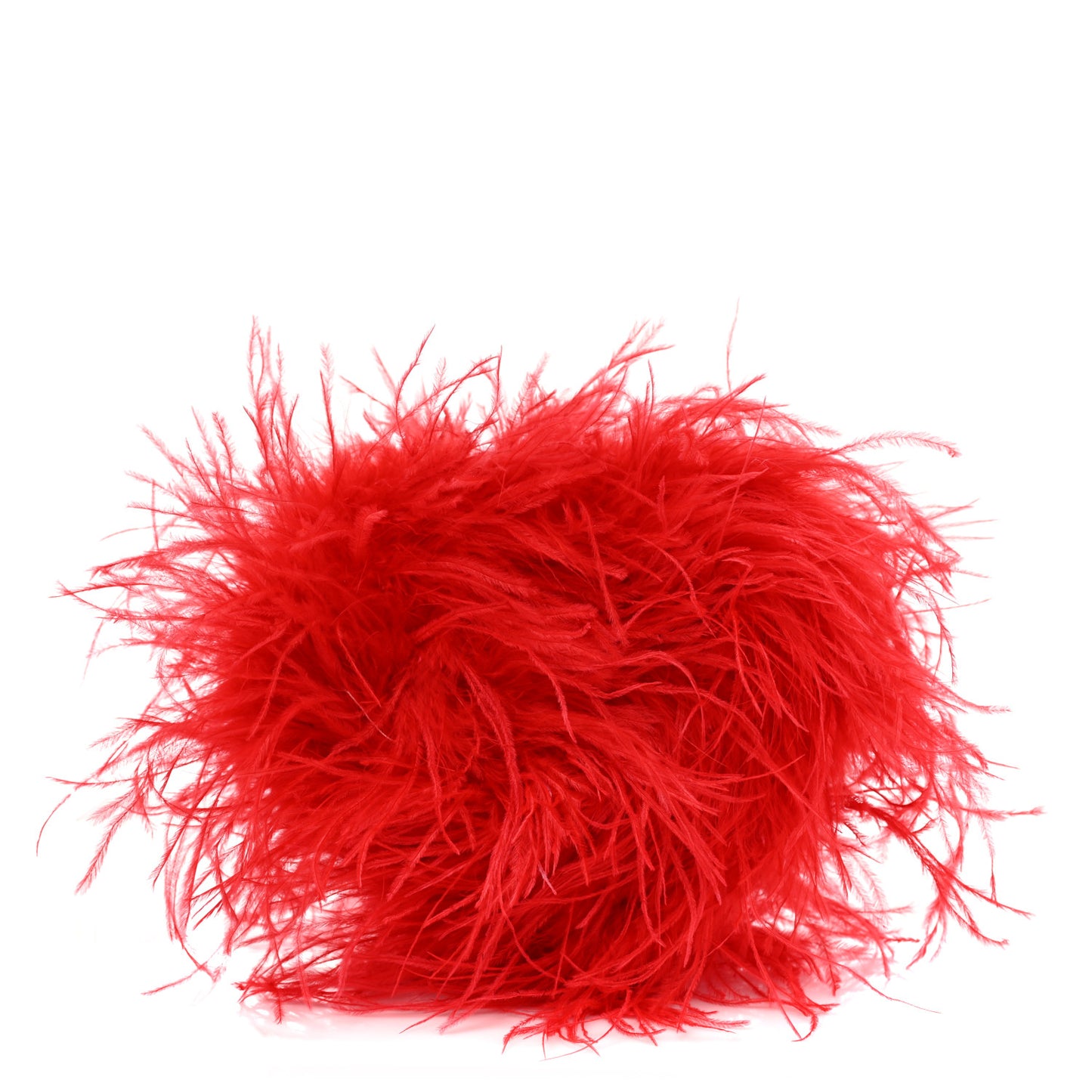 Ostrich Feather Heart Pillow Clutch Bright Red