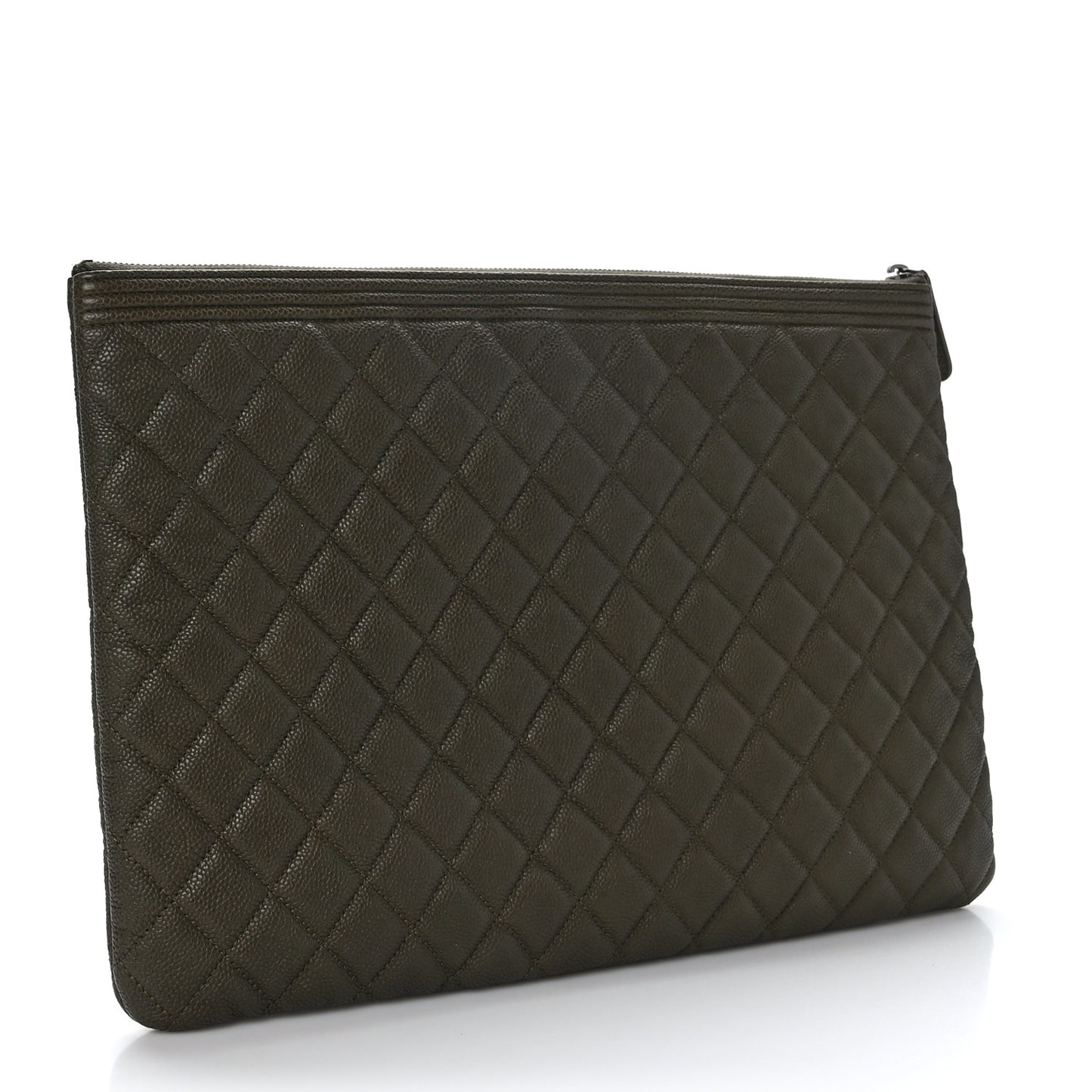 Caviar Quilted Large Boy Cosmetic Case Dark Green