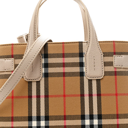 Burberry Goatskin Vintage Check Small Banner Tote Limestone 8 of 10