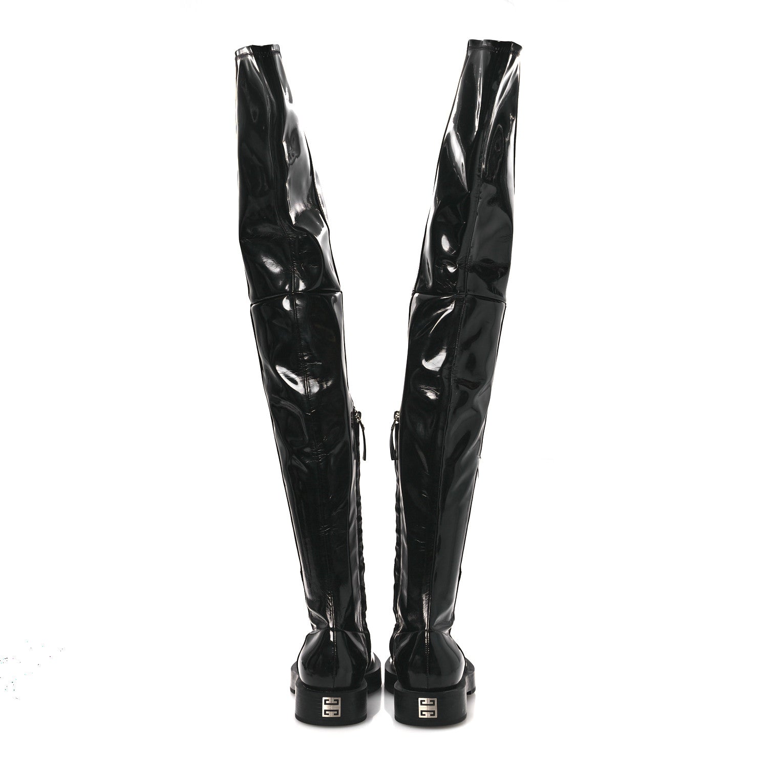 Givenchy Patent Squared Over The Knee Flat Boots 36 Black 6 of 11